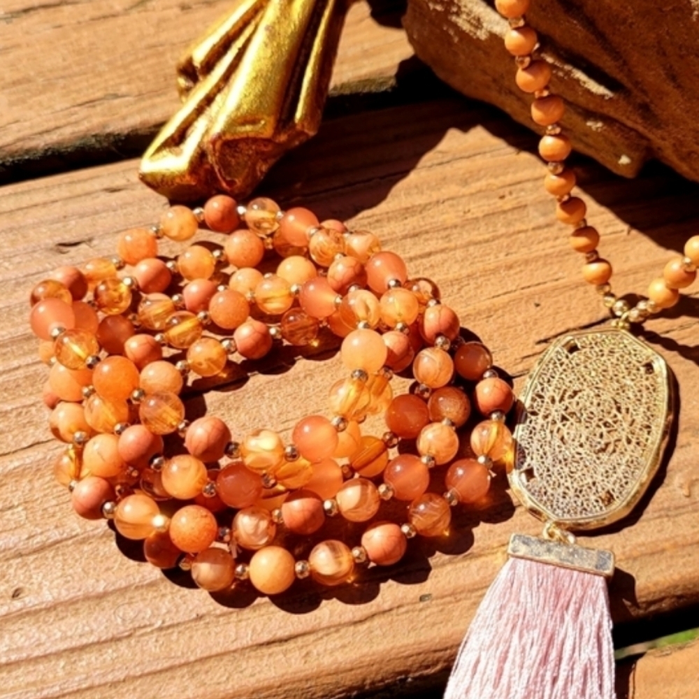VINTAGE POLISHED BROWN AGATE STRETCH LAYER BRACELE